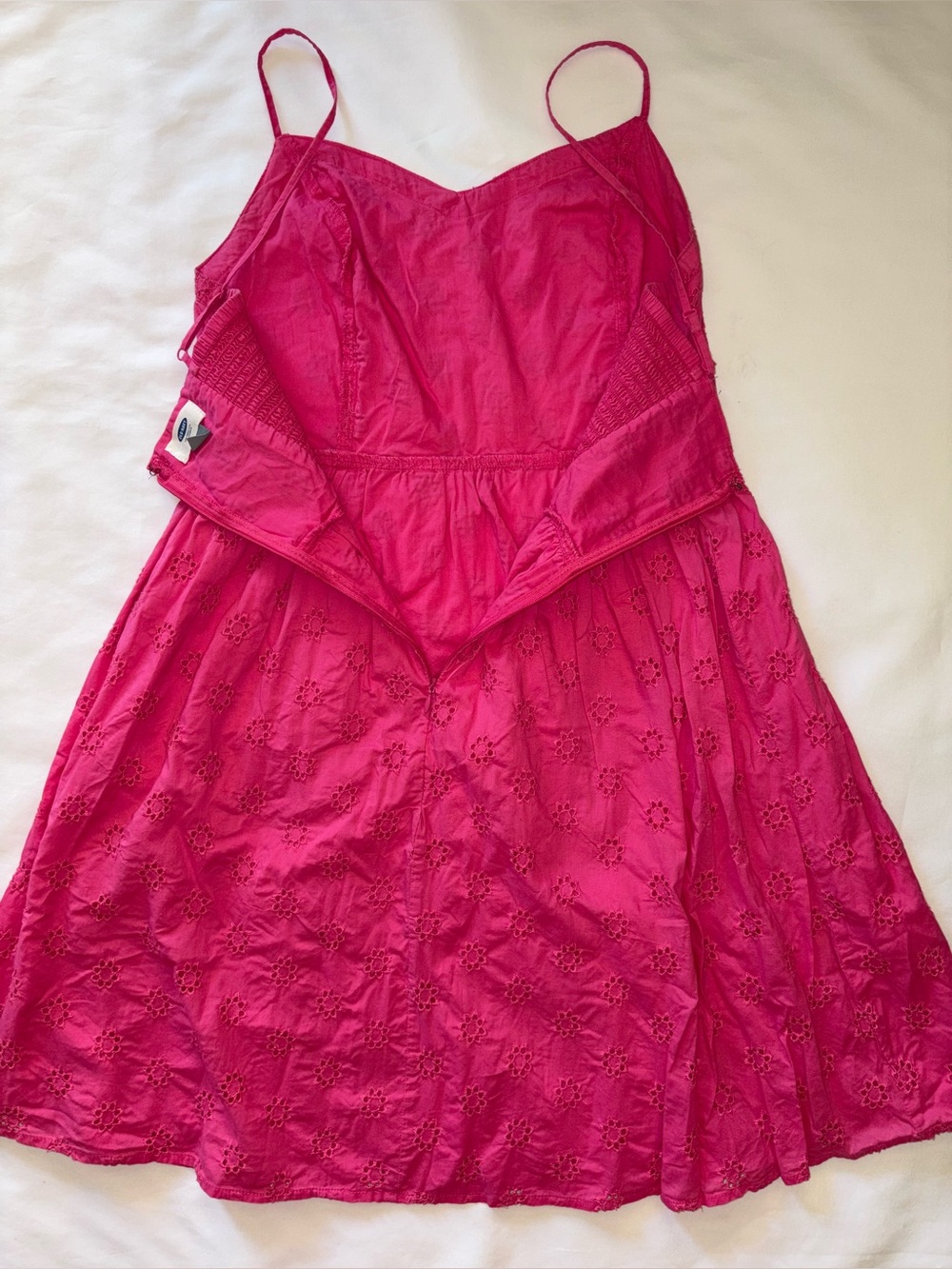 Old Navy Y2K Pink Eyelet Sundress Medium Cottagecore Babydoll Mini Dress - Picture 6 of 6